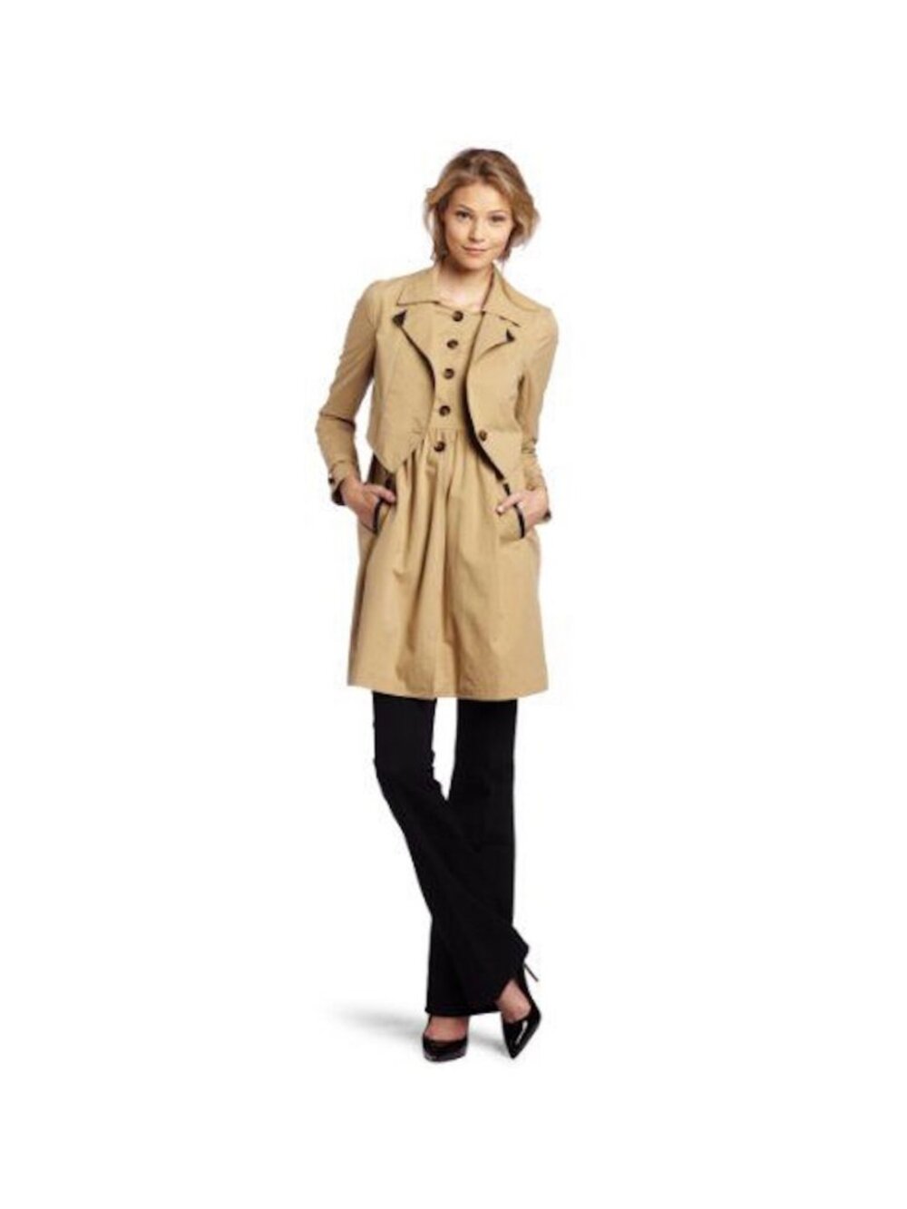 Rebecca Minkoff Pierre Trench Coat Natural Beige Leather Trim Belted NWT S